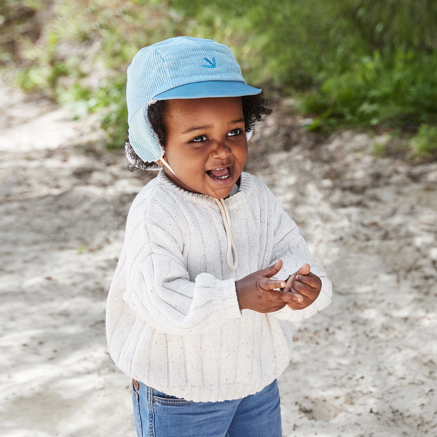 Kids Winter Hat - Sky Blue - Bomber Hat Style, Woolly Hat Beanie